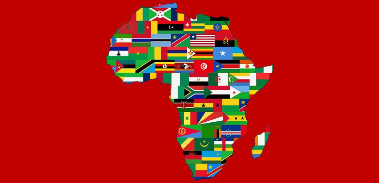 Map of Africa against a red background