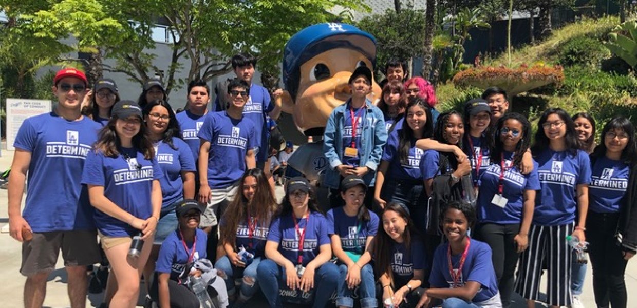 Photo of students participating in the Annenberg High School Day Dodger Game