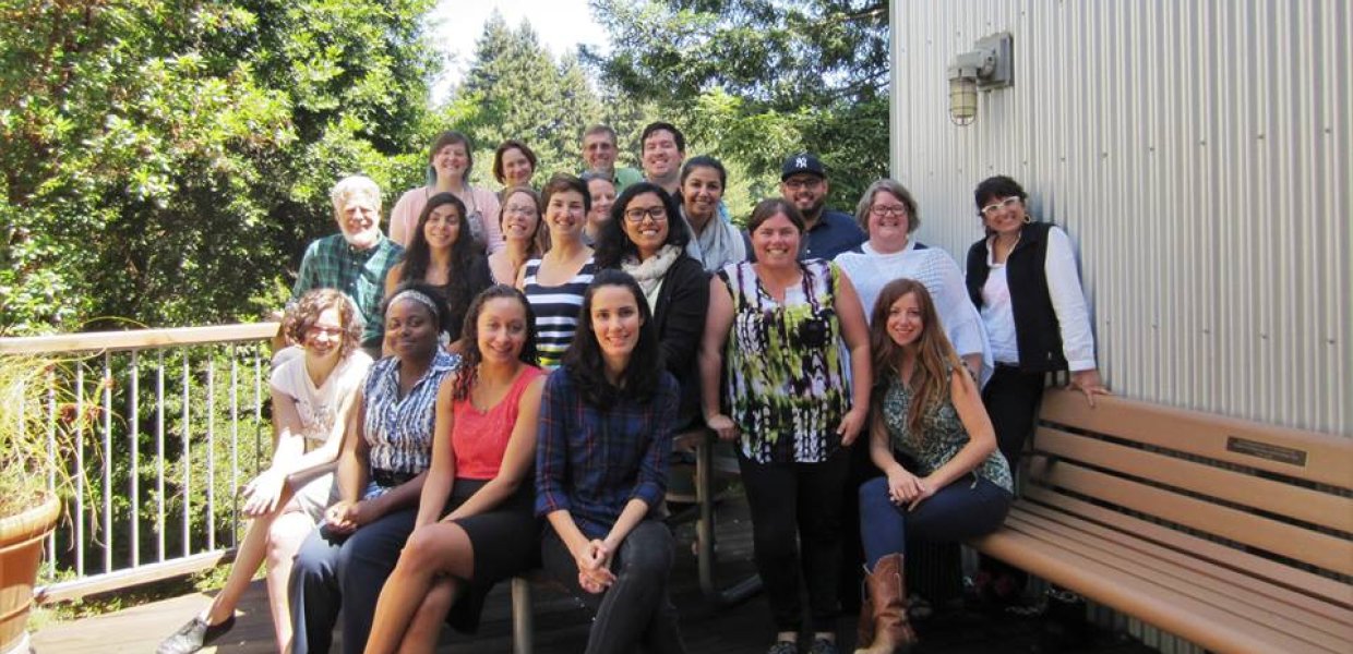 Participants in the 2016 Community Engaged Research Institute take a break to pose for a group shot at UC Santa Cruz.