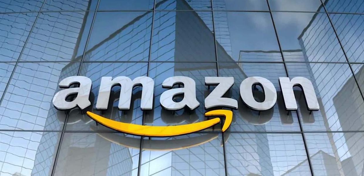 Image of Amazon logo on a building