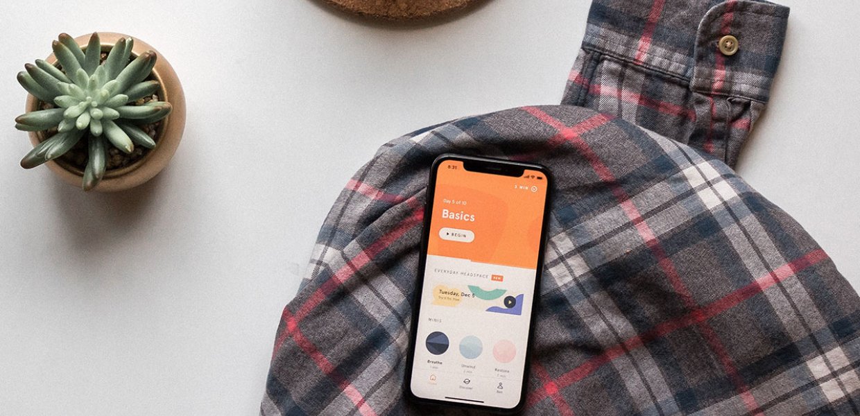 Photo of the Headspace app on a cellphone 