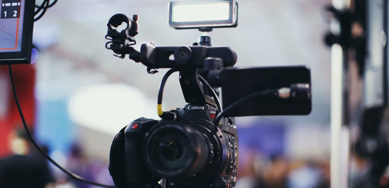 Phot of a camera in a broadcast set