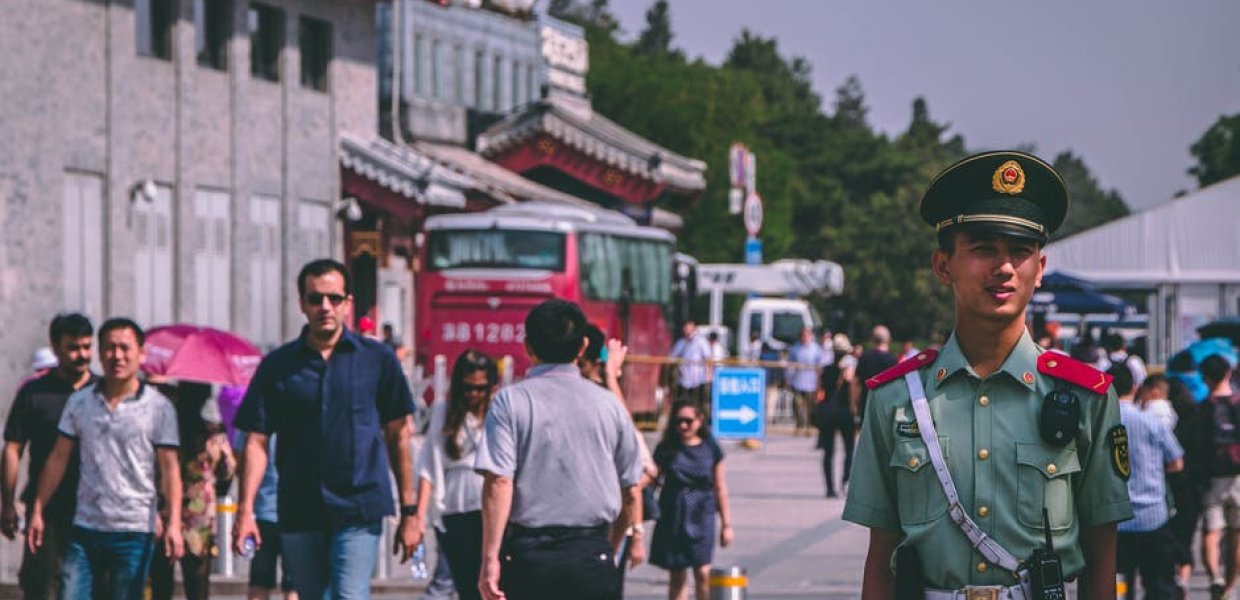 Photo of passerbys on a street in China