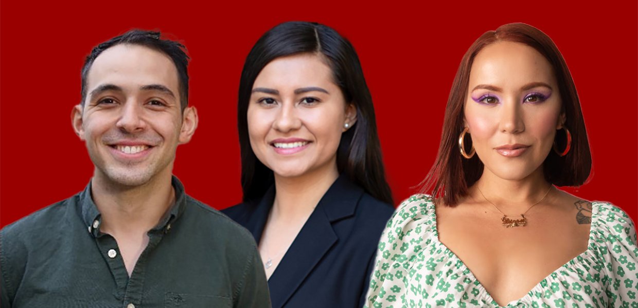 From left to right: Fernando Hurtado (YouTuber and formerly with NBC), Lorena Bouvedaire (Huffington Post), and Ariana Rodriguez (Locatora Radio)