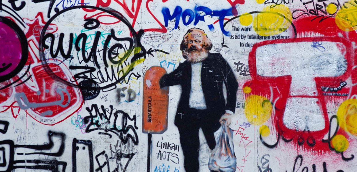 Graffiti with Karl Marx in the center