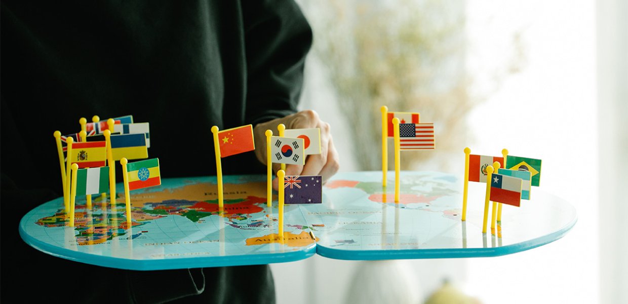 Photo of many country flags. 