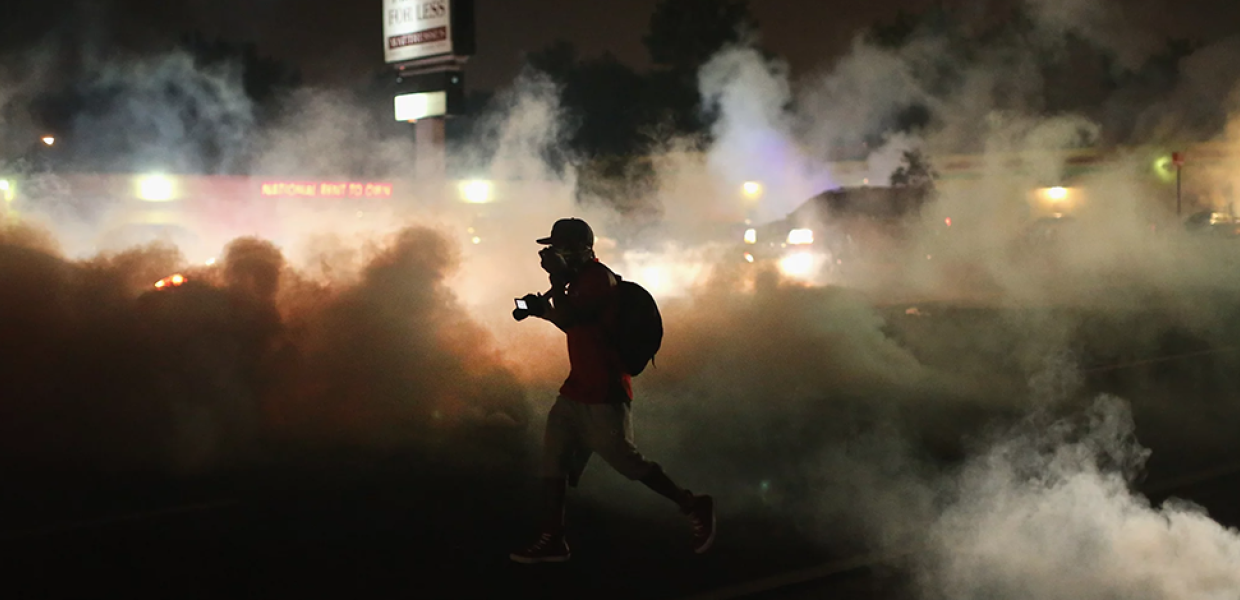 Photo of a journalist in Ferguson