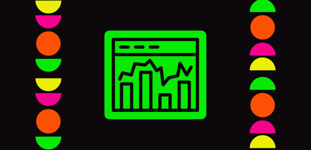 A green graph with multicolored circles to the side of it