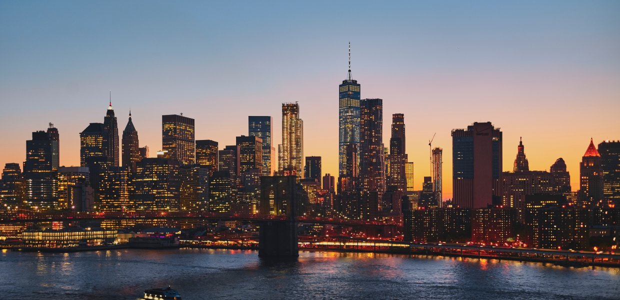 Photo of New York City skyline at dusk