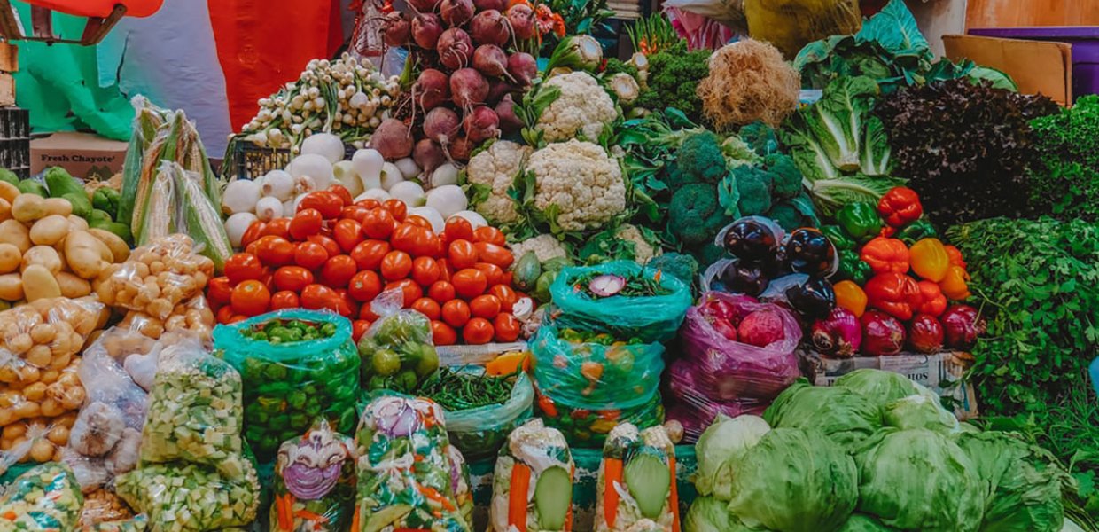 Photo of a market with fresh produce