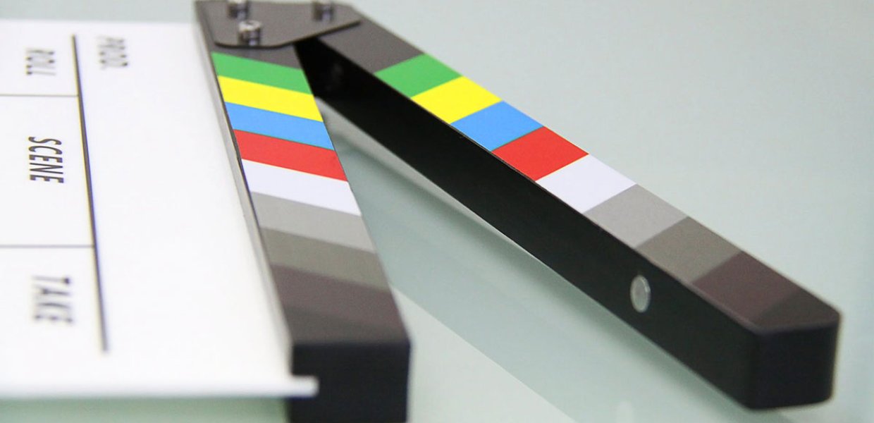 Photo of a movie clapperboard