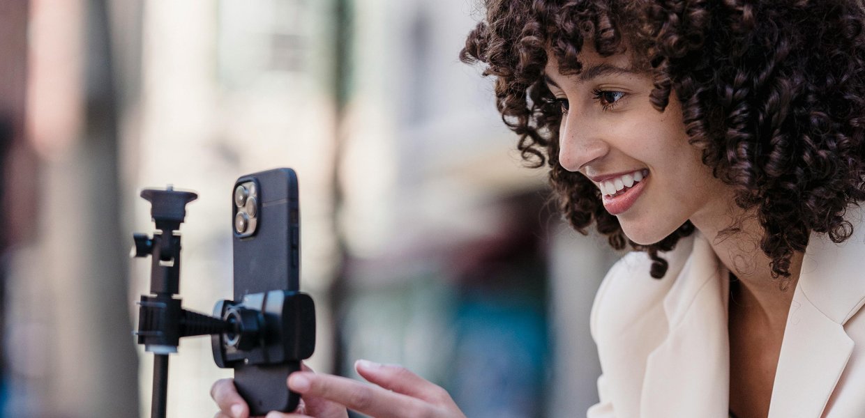 Woman live streaming on phone