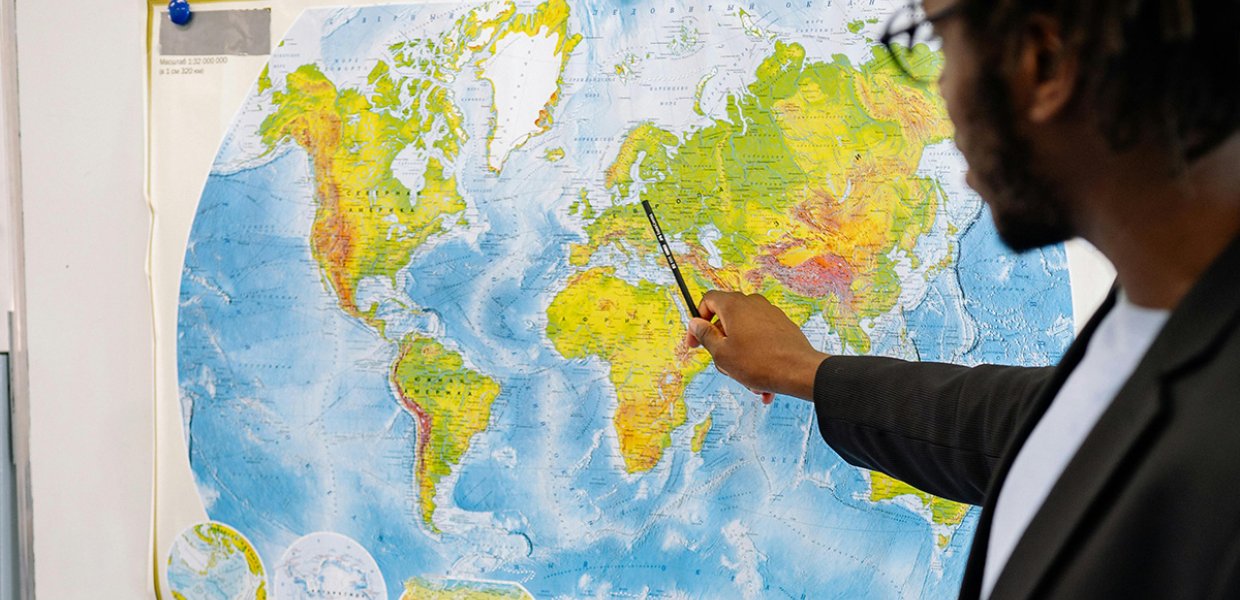 Man pointing at a map