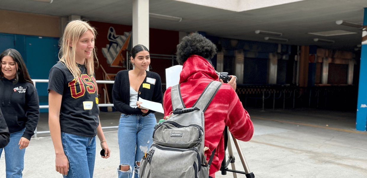 Photography students working