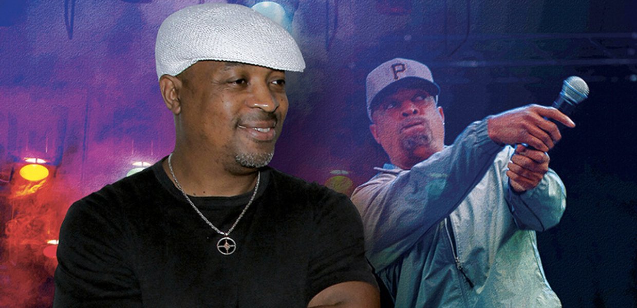 Photos collage of Chuck D of Public Enemy