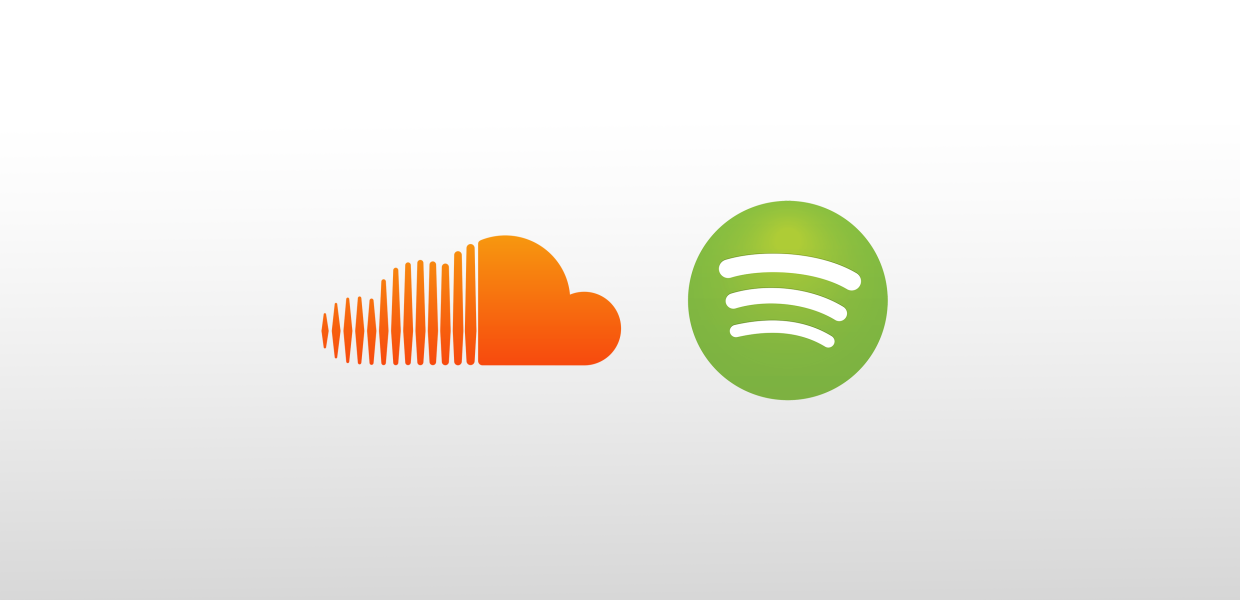 Photo of the Soundcloud and Spotify logos