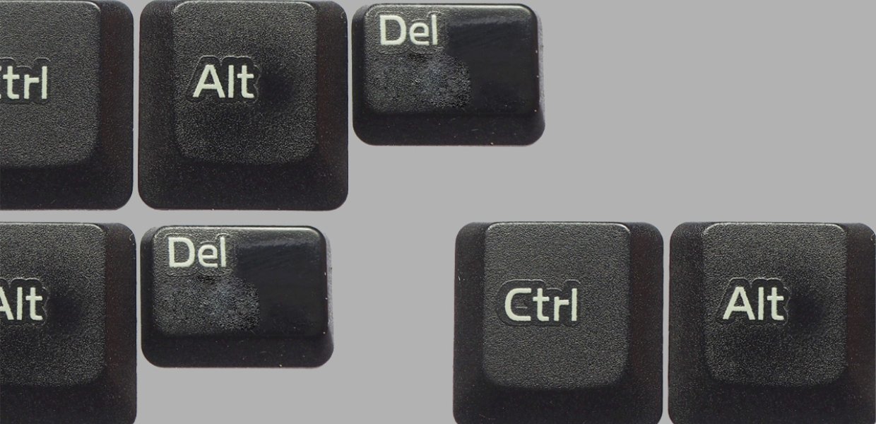 Computer keyboard keys against a grey background