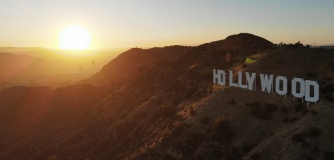 Photo of the Hollywood sign. 