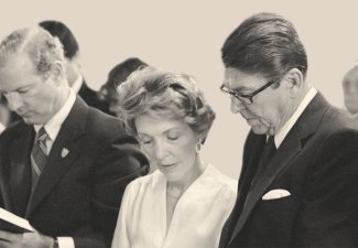 President Ronald Reagan and Nancy Reagan with James Baker Attending Easter Service at St James Church in Bridgetown Barbados, 4/11/1982