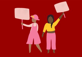 Illustration of two people holding protest signs