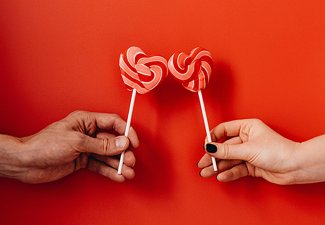 Sharing Valentine's heart candy
