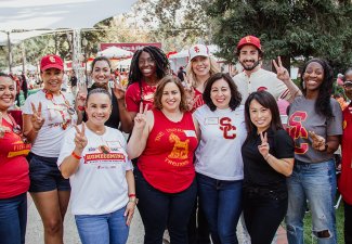 A group of USC alumni at alumni homecoming, 2023. 