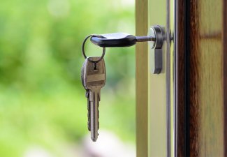 Photo of keys in a door