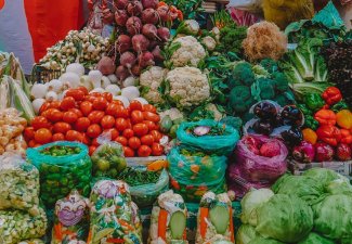Photo of a market with fresh produce