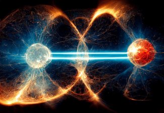 A graphic of nuclear fusion
