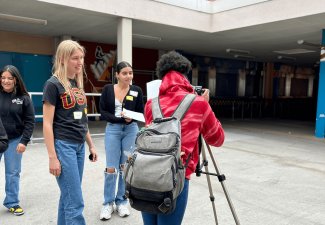 Photography students working