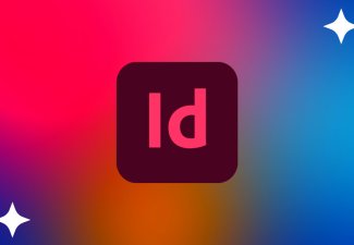 The Adobe InDesign logo against a colorful gradient background.