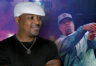 Photos collage of Chuck D of Public Enemy