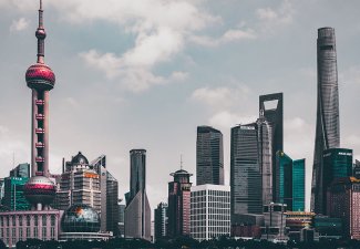 Photo of a skyline in Shanghai, China