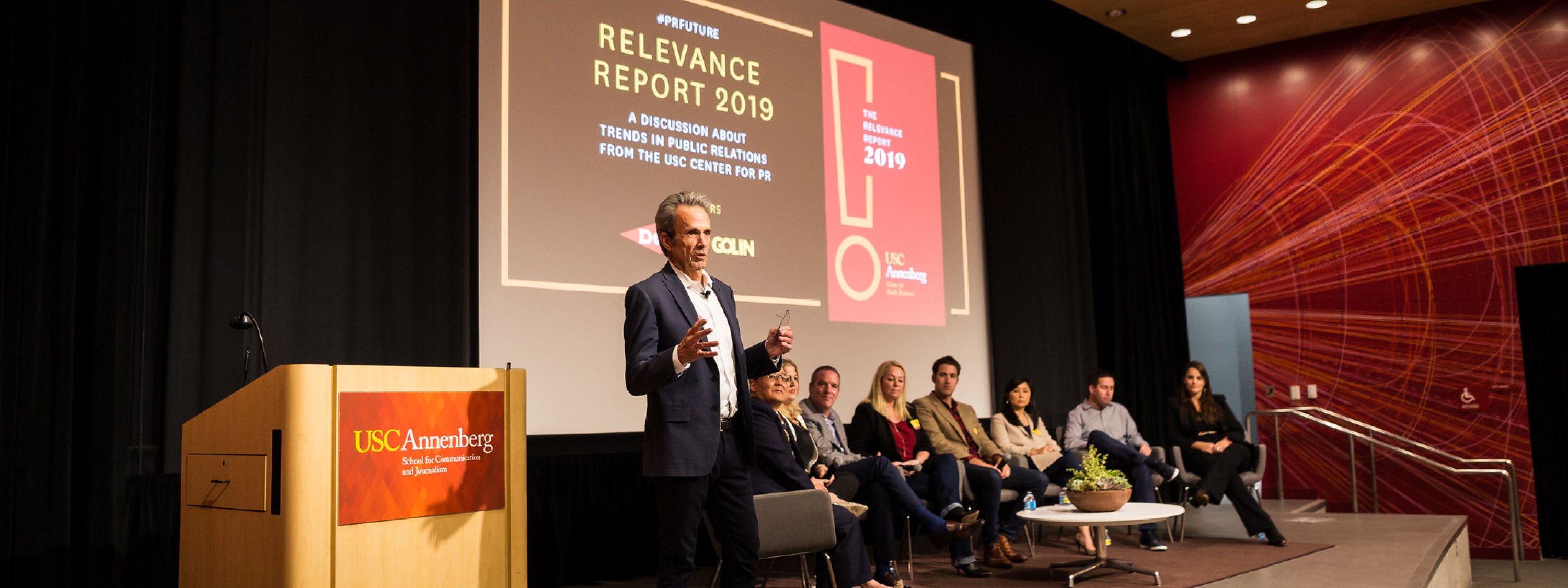 Photo of a person leading a USC Annenberg discussion