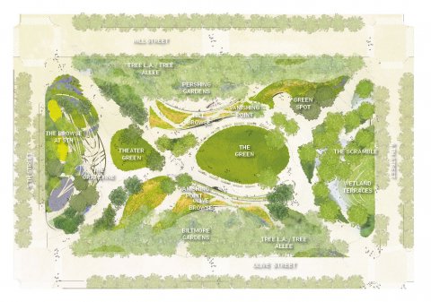 wHY with Civitas proposed a diverse green space in the middle of the city.