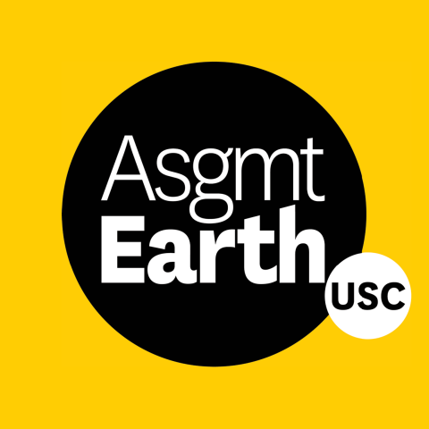 Logo of black circle in a yellow square with Asgmt Earth USC written inside.