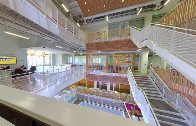 Photo of the inside of Wallis Annenberg Hall