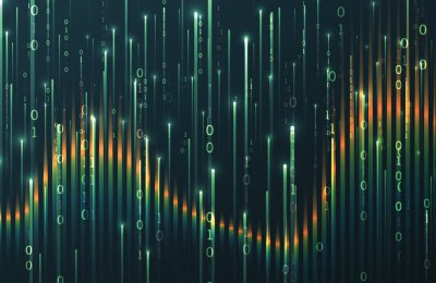 A green visualization depicting binary data