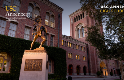 USC Annenberg zoom background with words "high school day" 