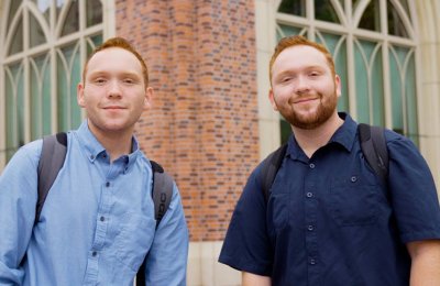 Identical twins Matthew and Benjamin Royer