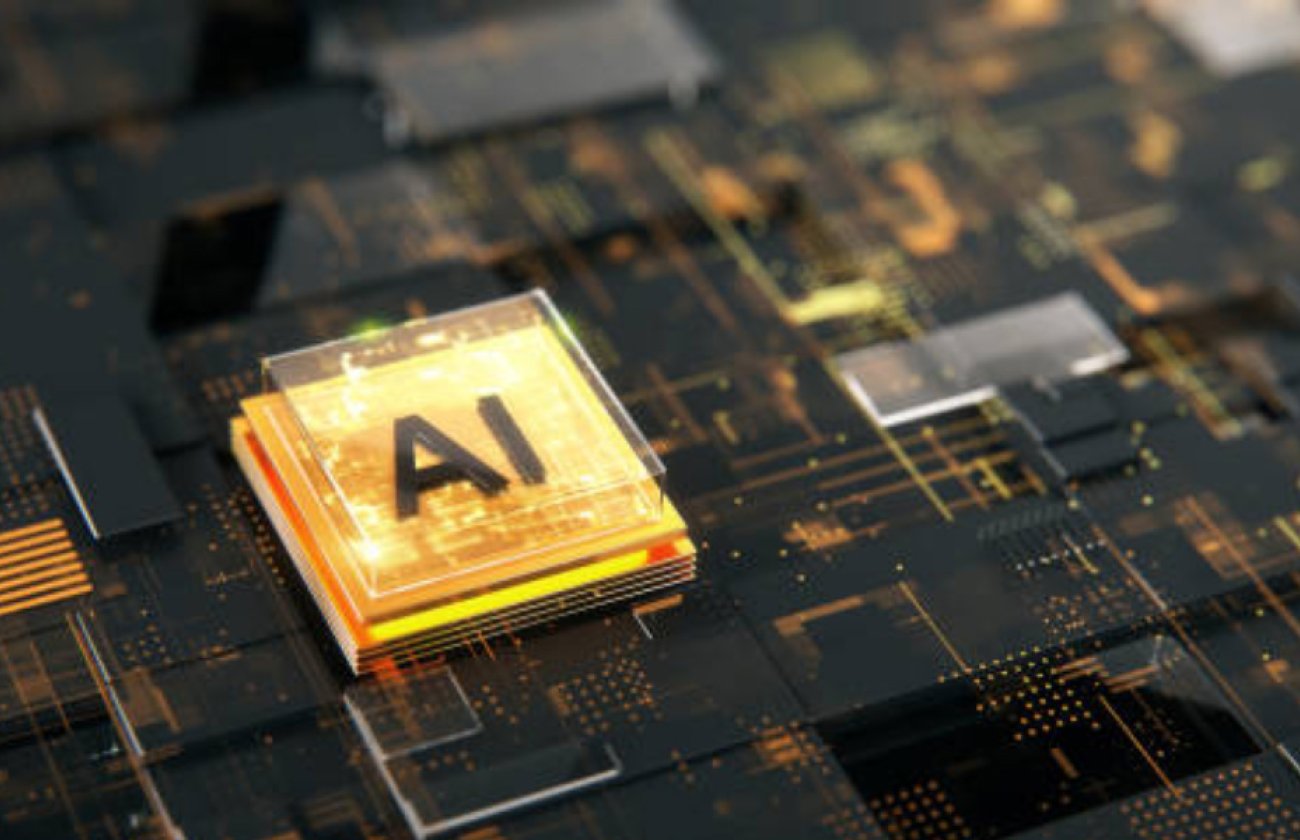 A circuit board made of black and yellow with an "AI" button highlighted in yellow