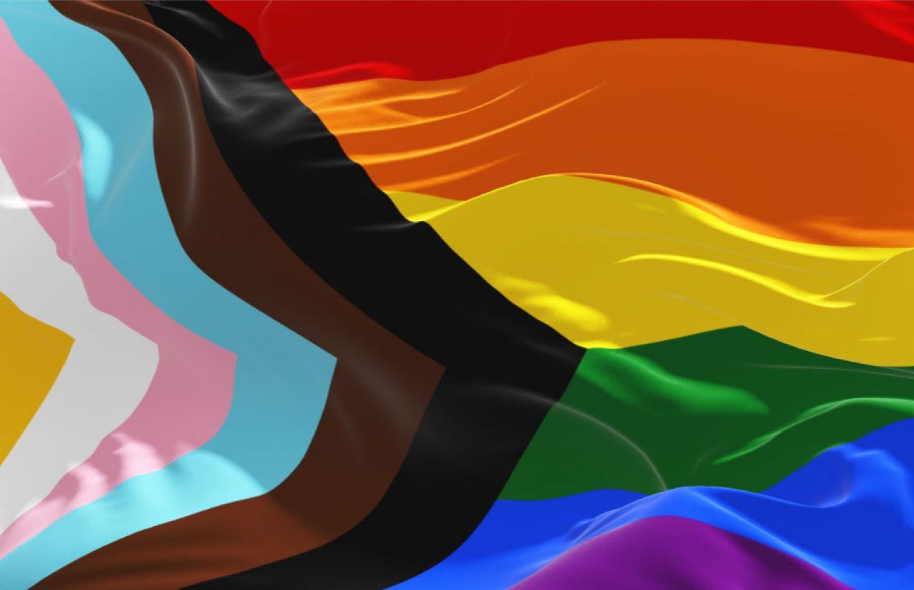 Photo of the LGBTQ+ progress pride flag