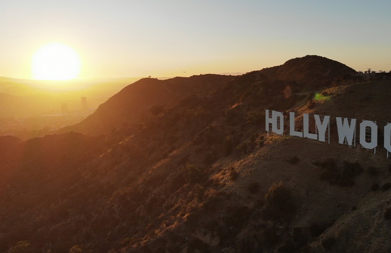 Photo of the Hollywood sign. 