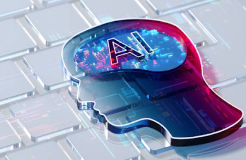 An outline of a head in 2 dimensions with AI on top of the brain