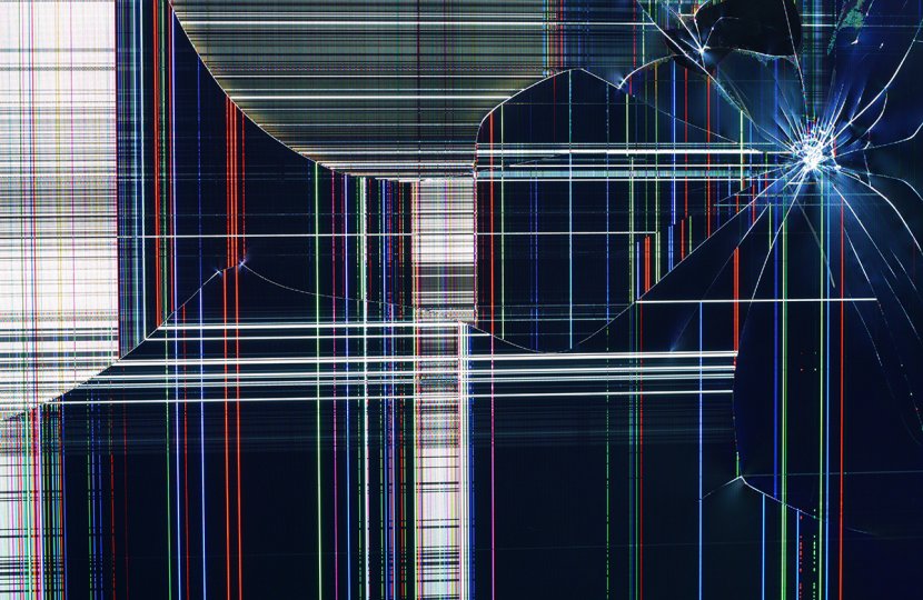 Photo of a shattered television screen
