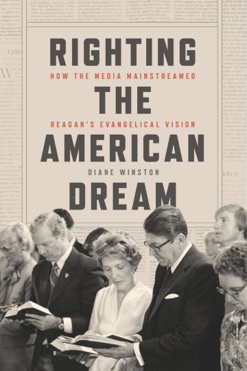 Book cover for "Righting the American Dream" featuring politicians reading.